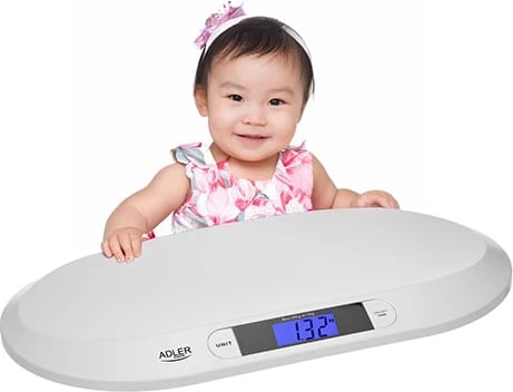Peshore bebe, Adler, AD 8139, saktësi 0.01 kg, kapacitet 20 kg, platformë 56x26 cm, LCD me ndriçim, e bardhë Peshore bebe, Adler, AD 8139, saktësi 0.01 kg, kapacitet 20 kg, platformë 56x26 cm, LCD me ndriçim, e bardhë