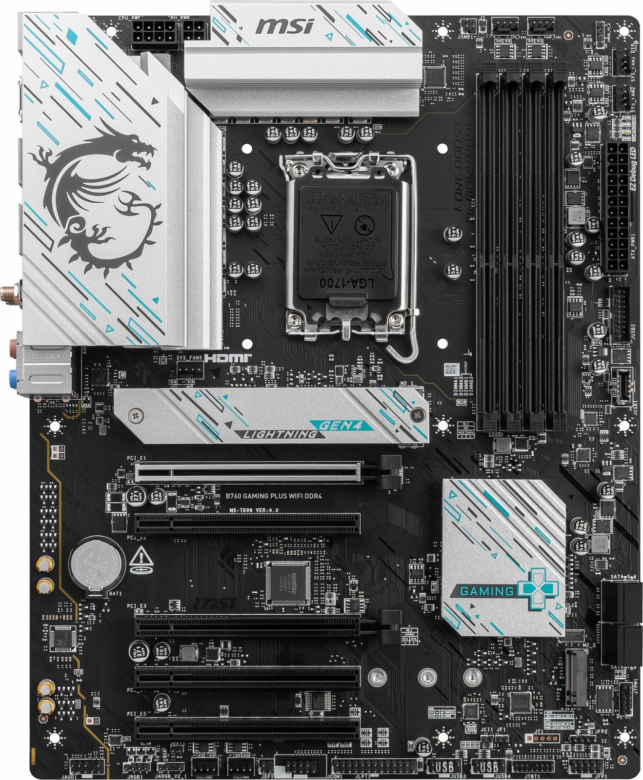 Pllakë amë MSI B760 GAMING PLUS WIFI DDR4, Intel, LGA 1700, 128 GB, e zezë