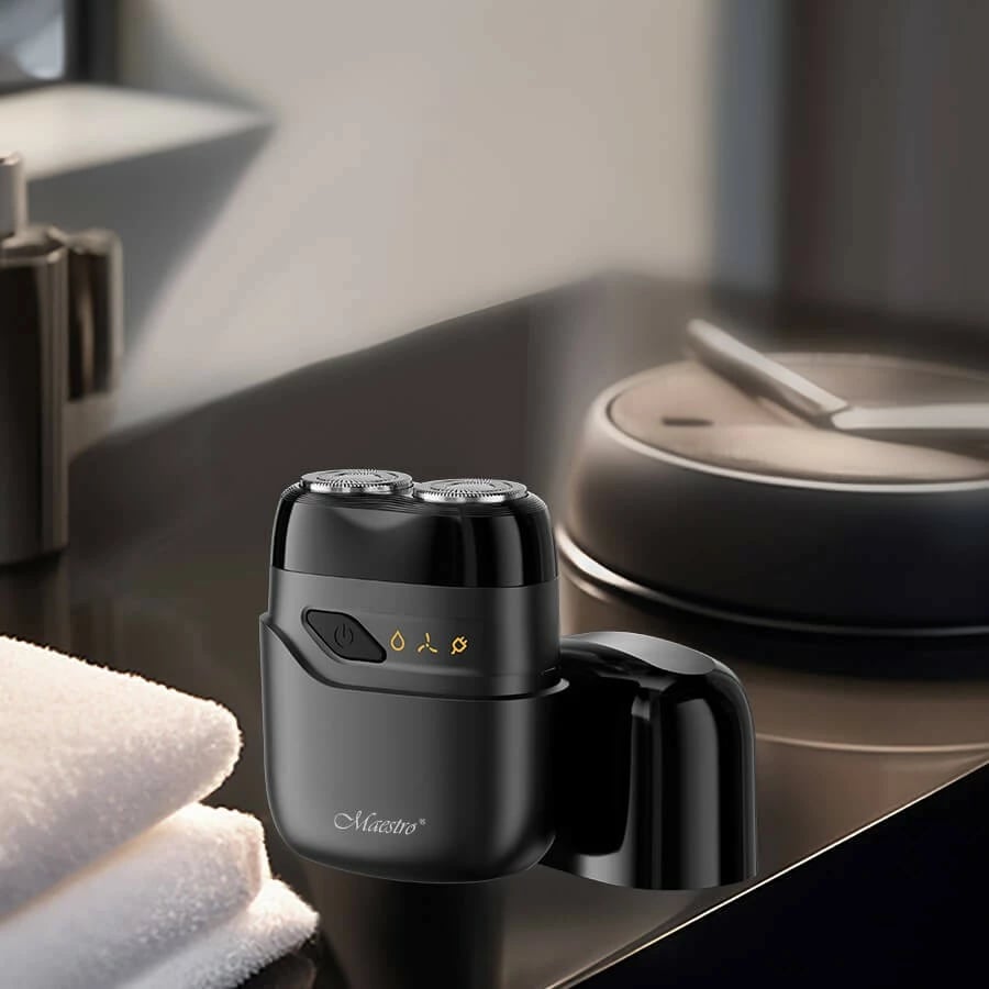 Makinë rroje për udhëtim, Feel-Maestro MR-671, 2 koka, USB-C, 60 min, IPX7, ekran LED, e zezë