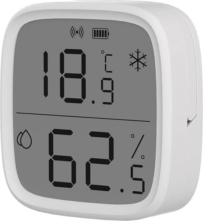 Sensor temperature e lagështie Sonoff SNZB-02D, ZigBee, me ekran LCD, i bardhë