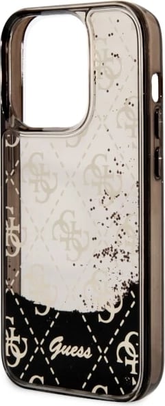 Mbështjellës Guess GUHCP14LLC4PSGK për iPhone 14 Pro 6.1", Liquid Glitter 4G, i zi