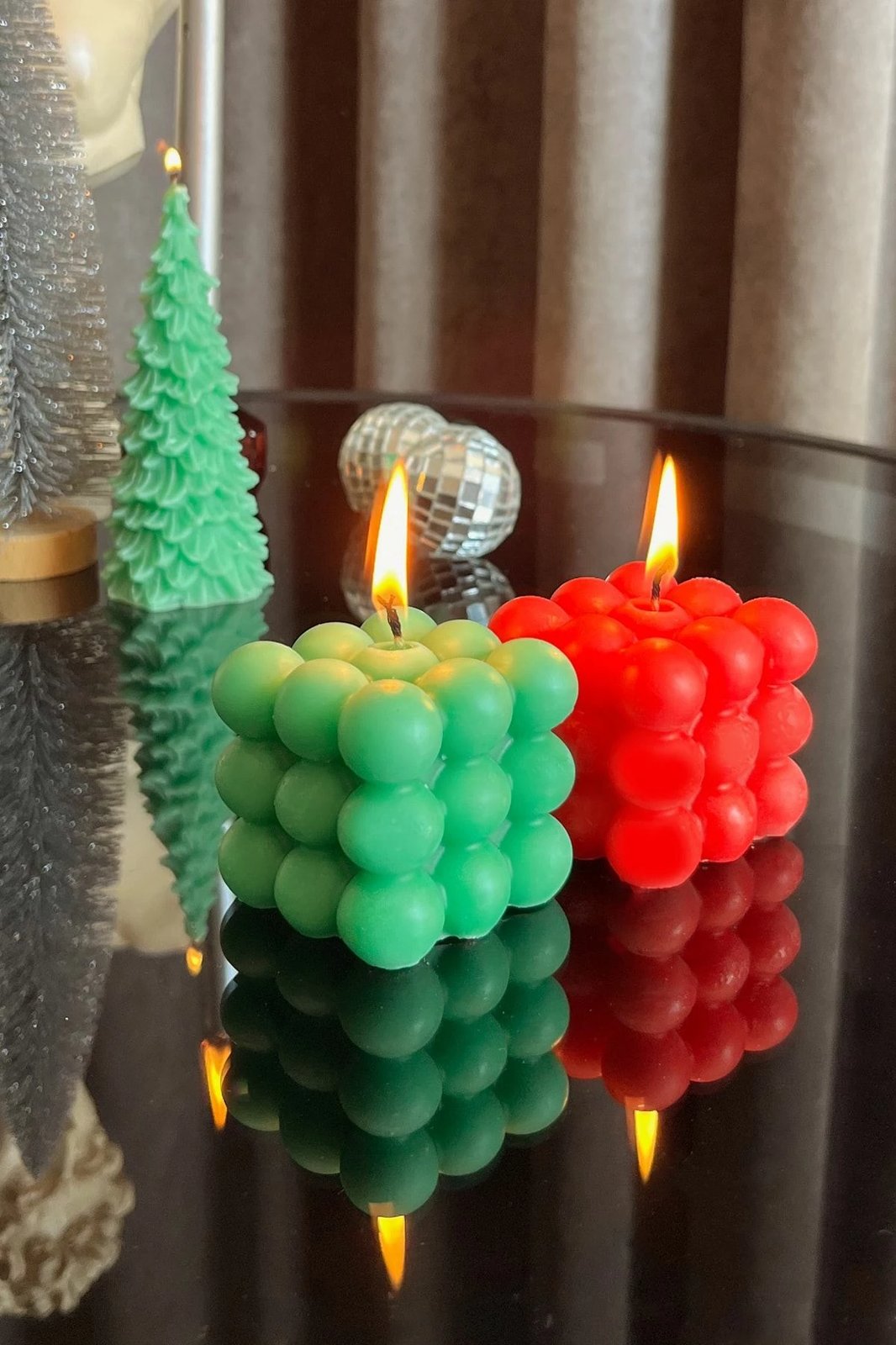 Set qirinjsh (2 copë), Evila Originals, Krishtlindje, jeshil dhe bardhë