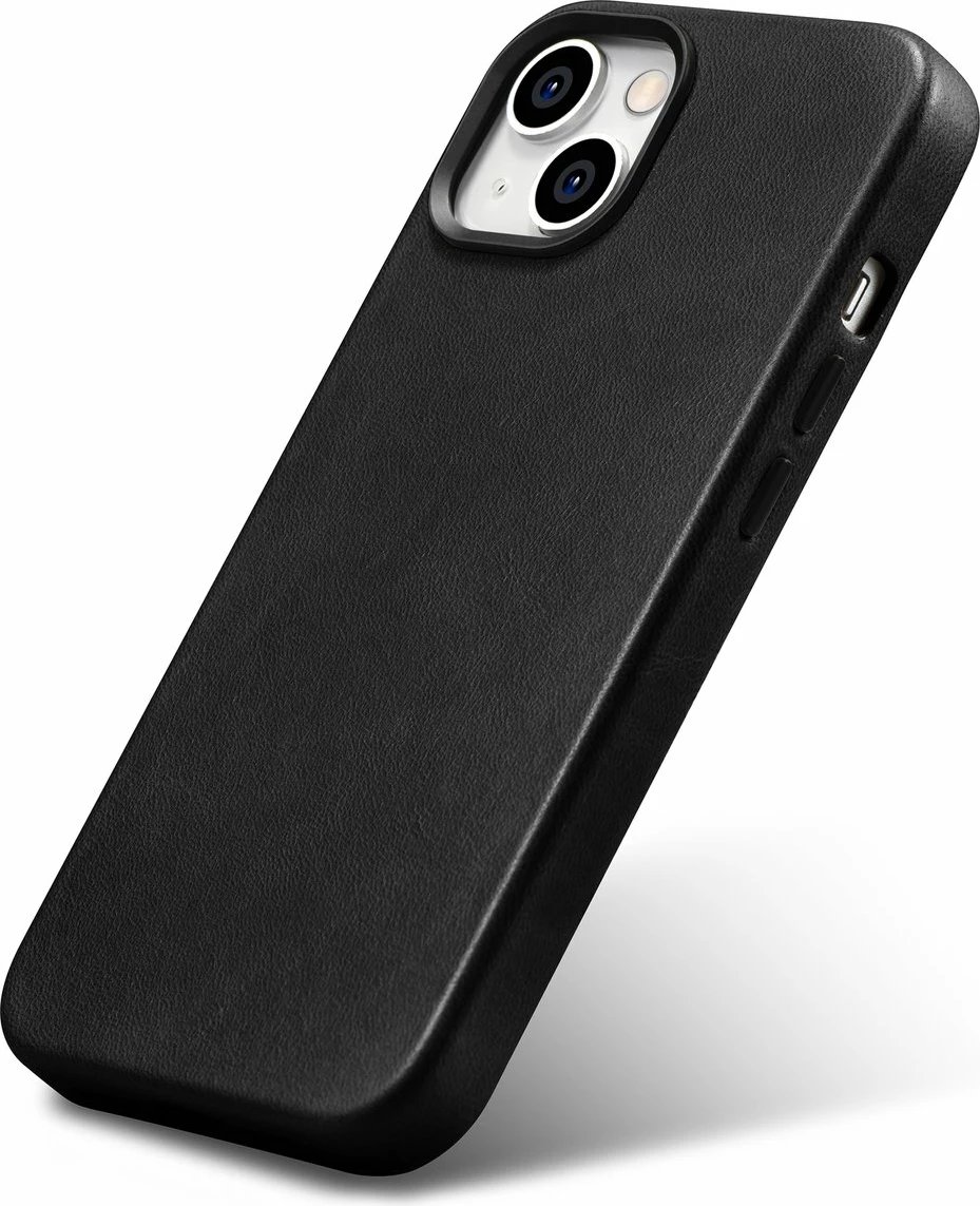 Mbështjellës lëkure iCarer Oil Wax Premium për iPhone 14, me MagSafe, i zi