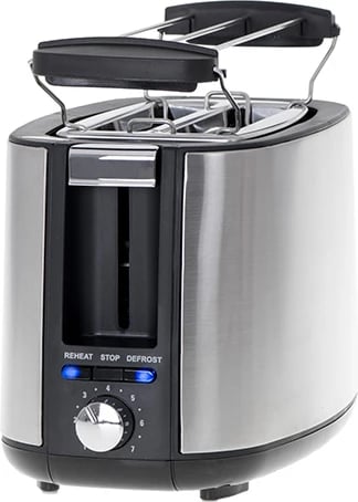 Toster, Adler AD 3214, 2 feta, 7 nivele pjekjeje, funksione Reheat/Defrost/Stop, 900W, inox/argjent