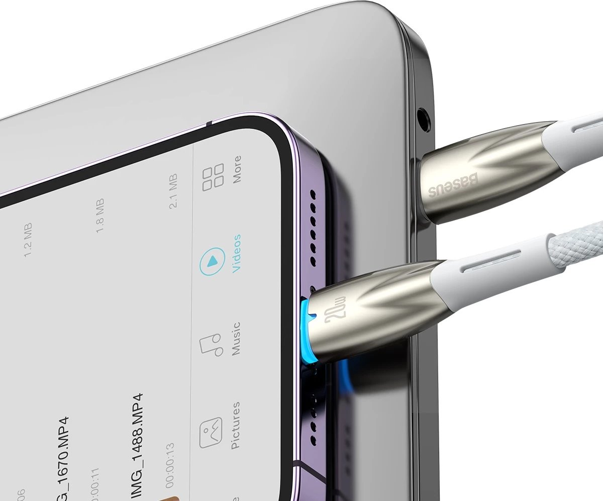 Kabllo Baseus CADH000002 Lightning-USB-C, 1m, 20W, e bardhë