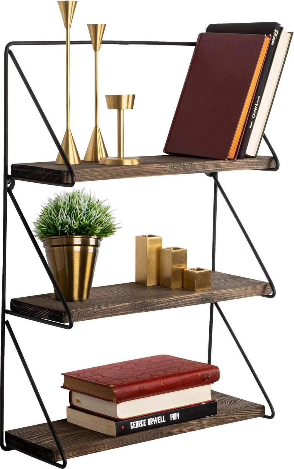 Raft muri Hanah Home, ngjyrë e zezë dhe arre, 60x40x15cm