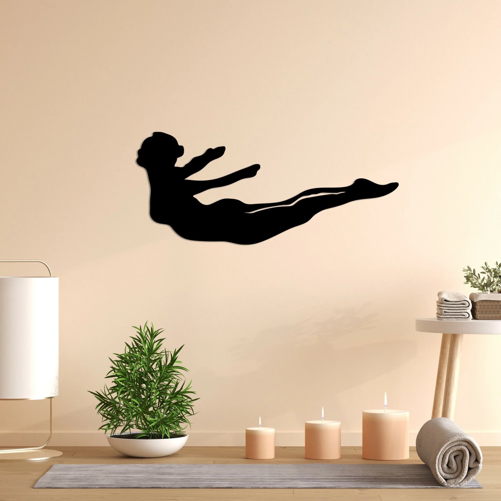 Aksesor dekorativ metalik për mur, Wallity Yoga 12, ngjyrë e zezë, 60x26cm