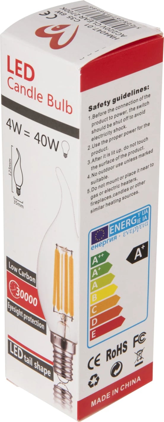 Llambë LED filament stil flake FH4047.01, 6W, E14, 3000K, e tejdukshme, e zbehtë