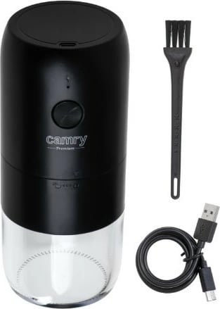 Mulli kafeje pa tela, Camry CR 4302, 25 W, kapacitet 25 g, rikarikues USB-C, gurë qeramike, i zi