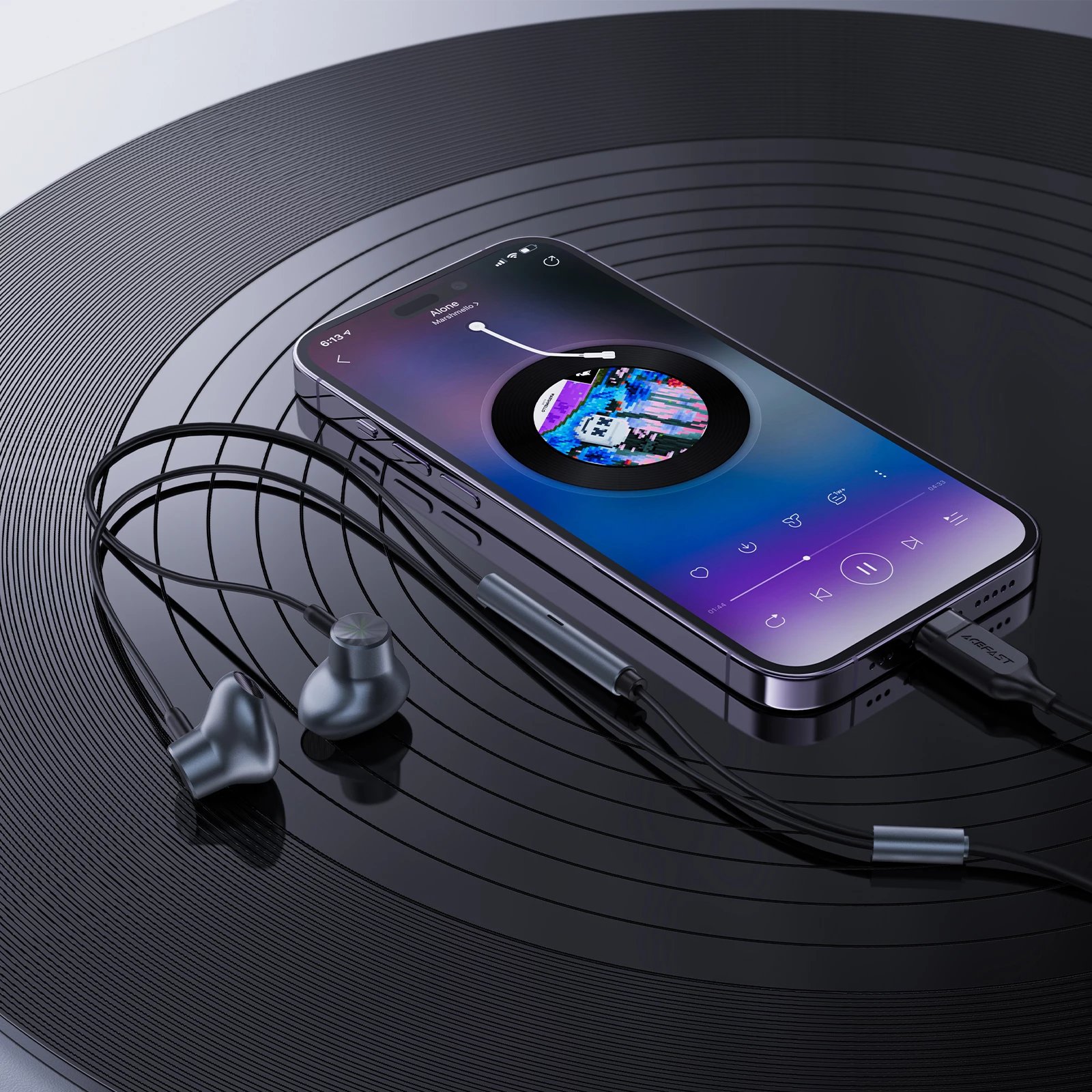 Kufje in-ear Acefast L1 me Lightning, mikrofon dhe telekomandë, 1.2m, të zeza