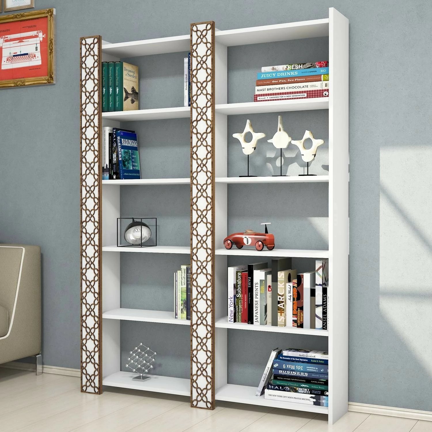 Raft librash Skye Decor City 2, i bardhë