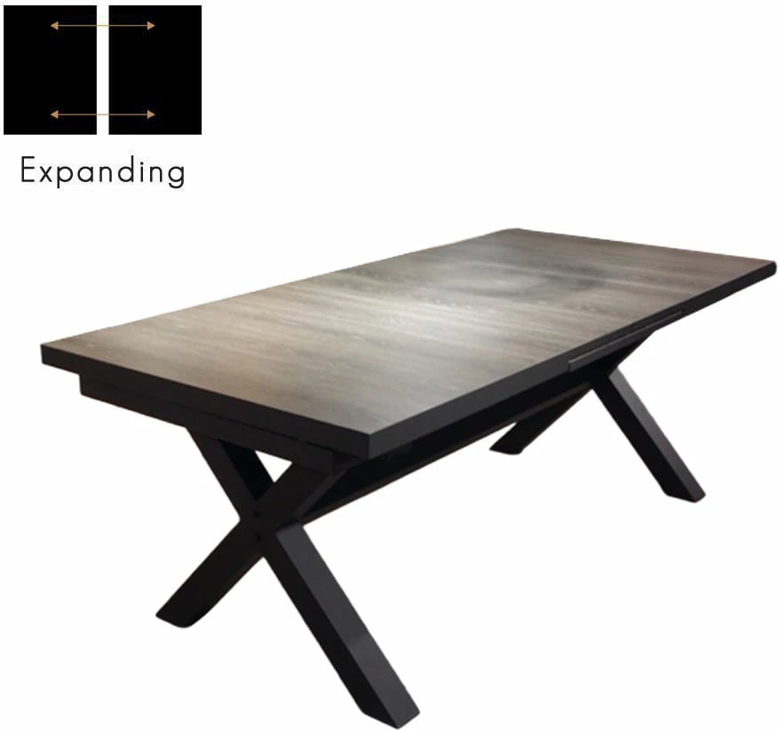 Tavolinë e zgjatshme Sorpresa, ngjyrë gri e errët, 202x101x77