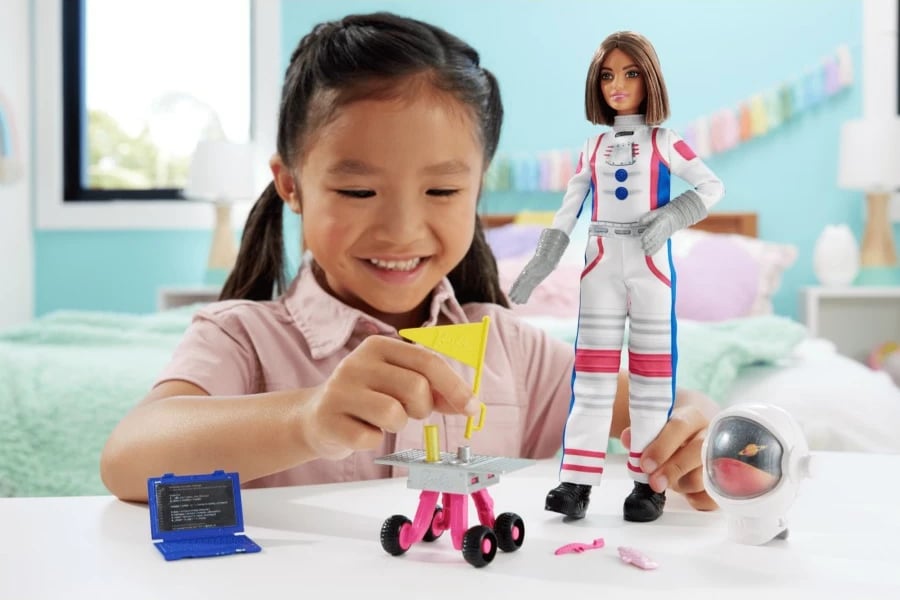 Kukull Barbie Career Astronaut, Mattel HRG41/HRG45 me 10 aksesorë, e bardhë/rozë