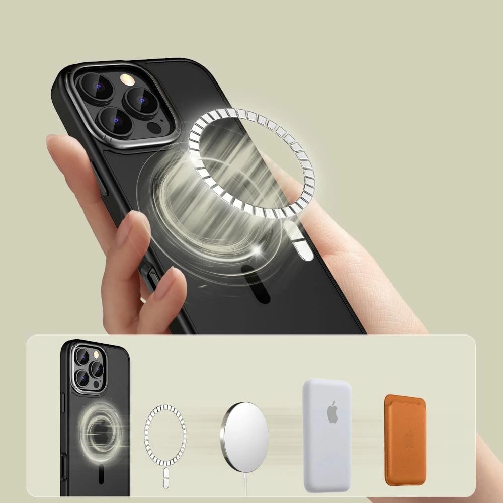 Mbështjellës Tech-Protect MagEdge për iPhone 16 Pro, MagSafe, gjysmë-transparent