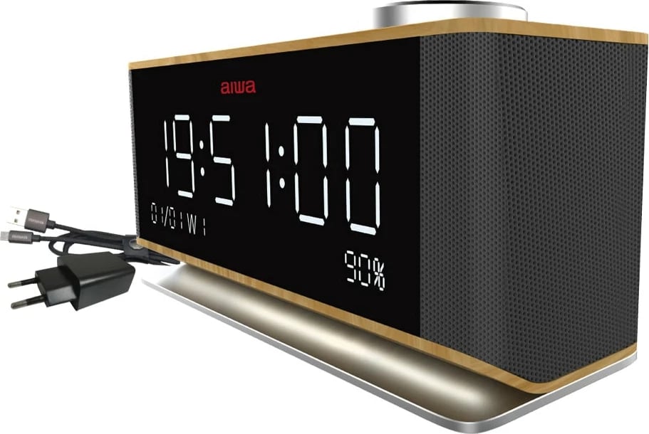 Orë Zgjuese Multifunksionale me Radio FM, 2 Alarma, Bluetooth, TF Card dhe Mikrofon AIWA CR-90BT