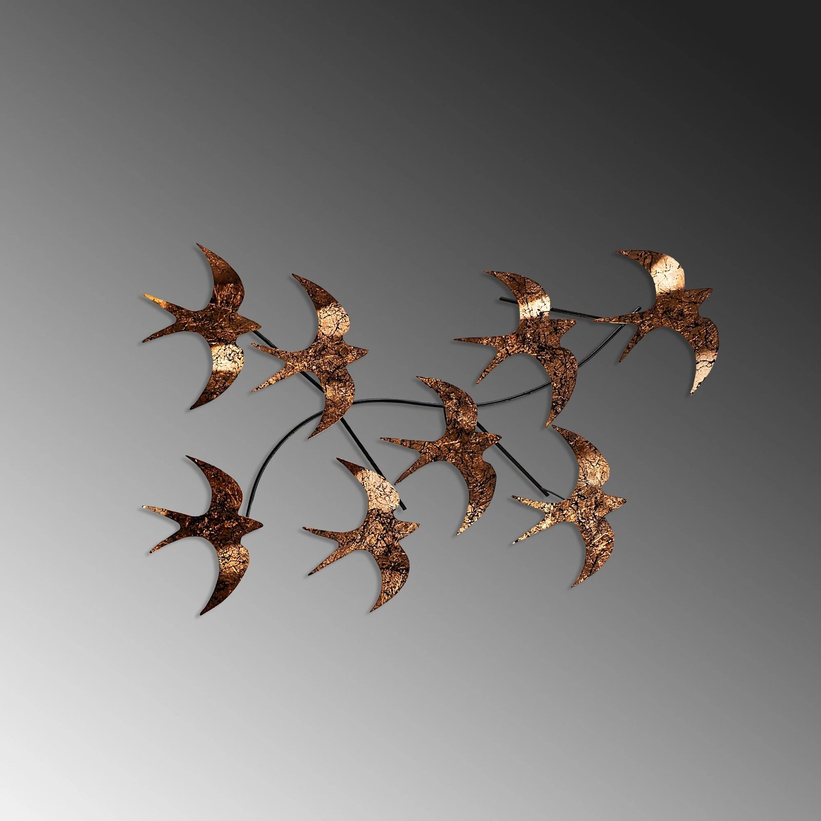 Aksesor muri dekorativ metalik, zogj fluturues, shumëngjyrësh, Wallity, 69x41x7cm