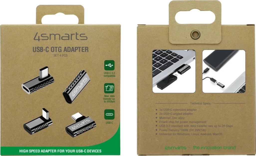 Adapter USB-C 4smarts 540464, USB-C, USB-C, Silver