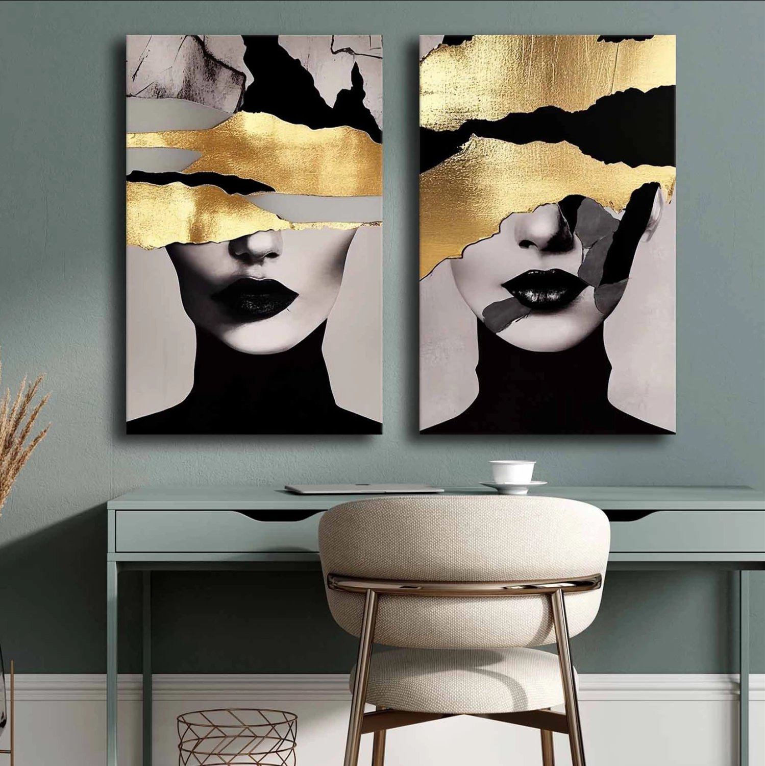 Pikturë muri set 2 copë, seri GOBI, kanavacë e printuar, 45x2.8x70cm