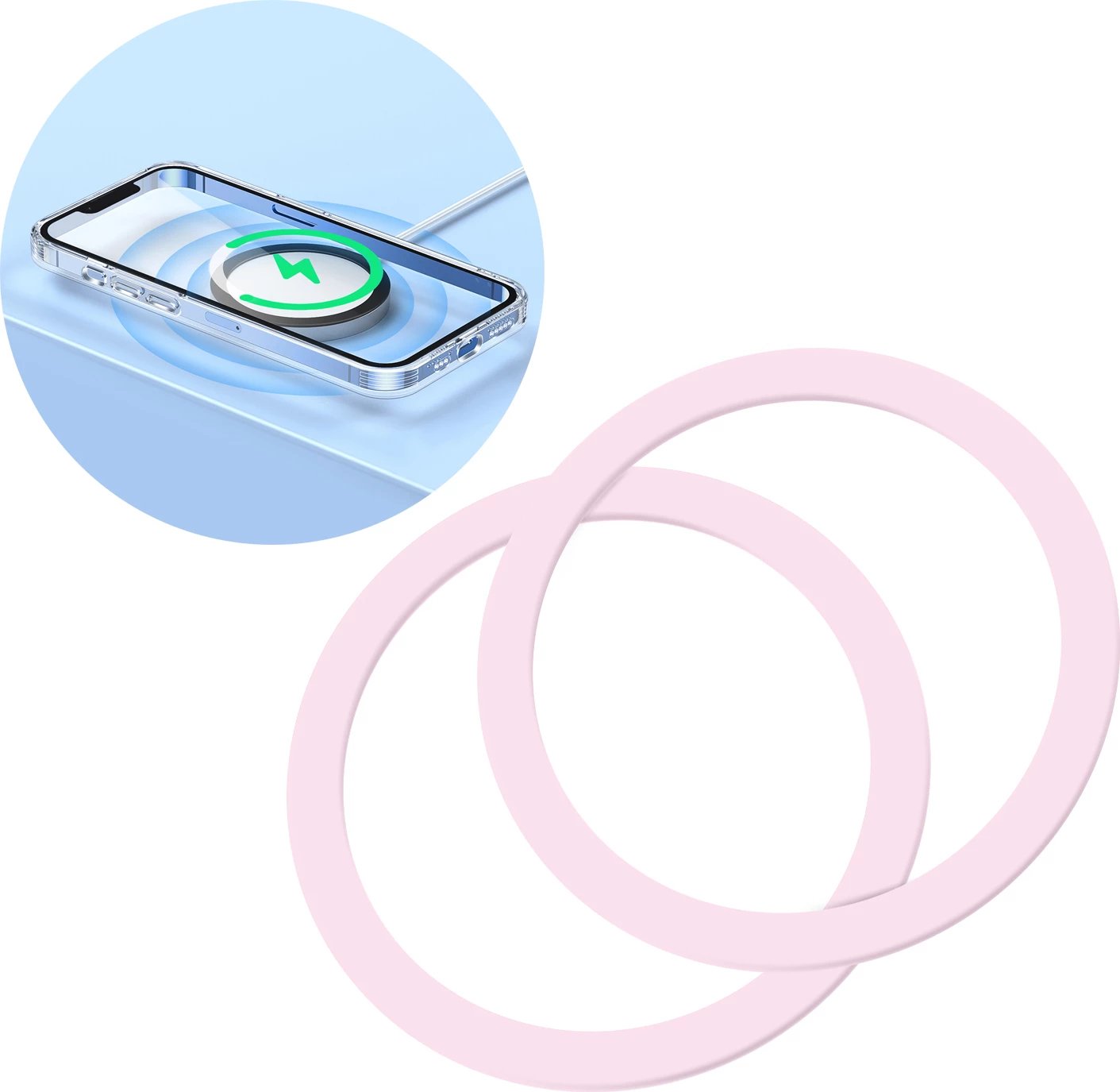 Set unaza magnetike metalike për celular Joyroom JR-Mag-M3, 2 copë, rozë
