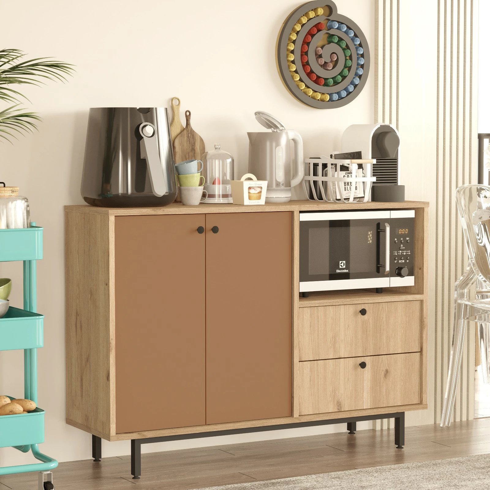 Dollap multifunksional Skye Decor, RE2-SK, ngjyrë lis dhe e kuqe qeramike