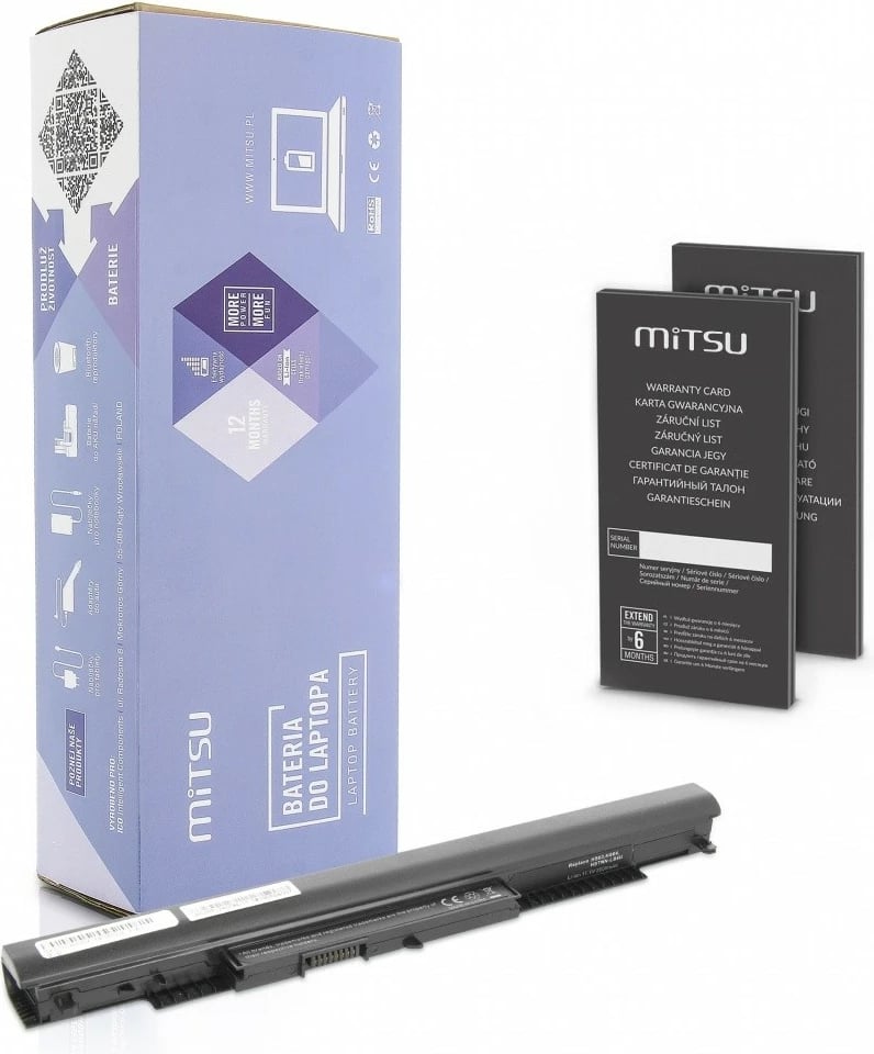 Bateri laptop Mitsu për HP 240 G4/255 G4, 2200 mAh, 11.1V, 6 qeliza, e zezë