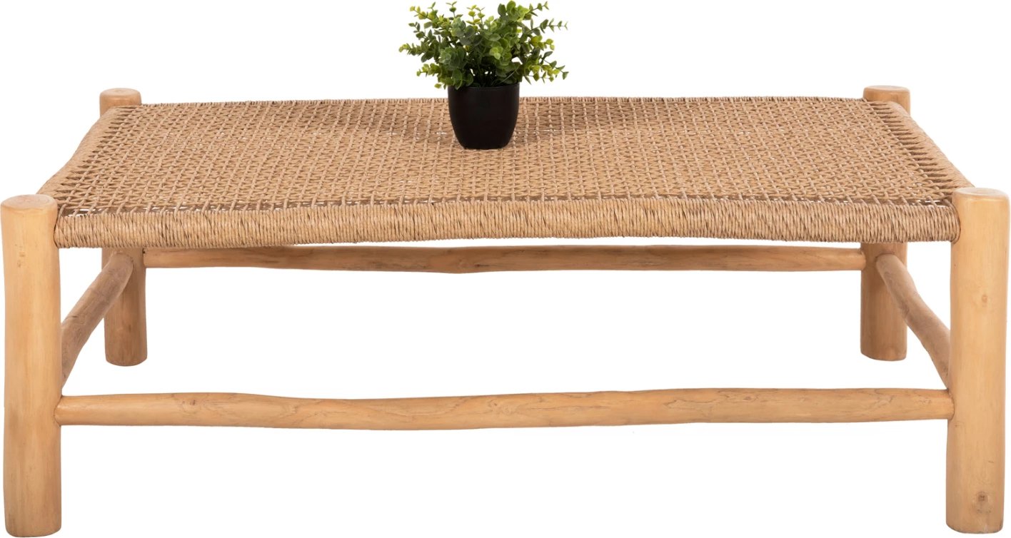 Tavolinë kafeje LONDER, dru teak-sintetik ratan, natyral, 119x79.5x41 cm