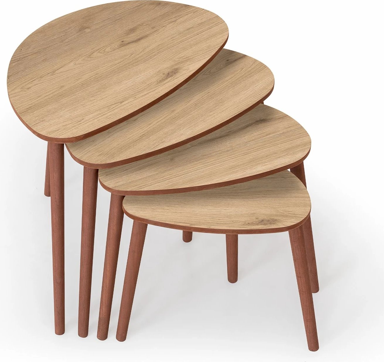 Set tavolinash të vendosshme (4 copë), Skye Decor, ngjyrë lisi, Nora