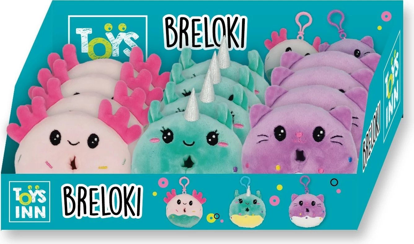Brelok pelushi donut, Stnux, STN8950, mix dizajne, me varëse plastike, mix ngjyra, display 12 copë