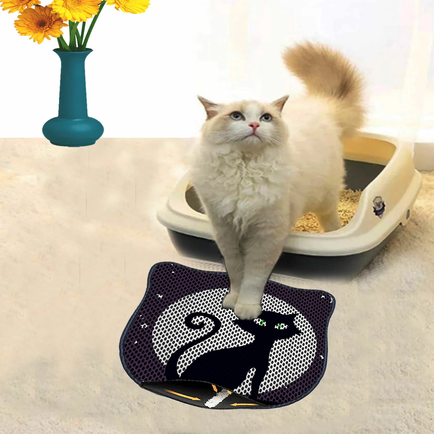 Tapet për rërë mace, shumëngjyrësh, Paws & Whiskers, Kdkafa0242, 40x50cm