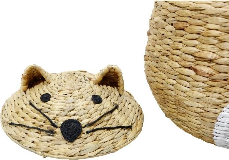 Shportë TIGRO me kapak, 36x36x56, hiacint natyral-bardhë, hekur