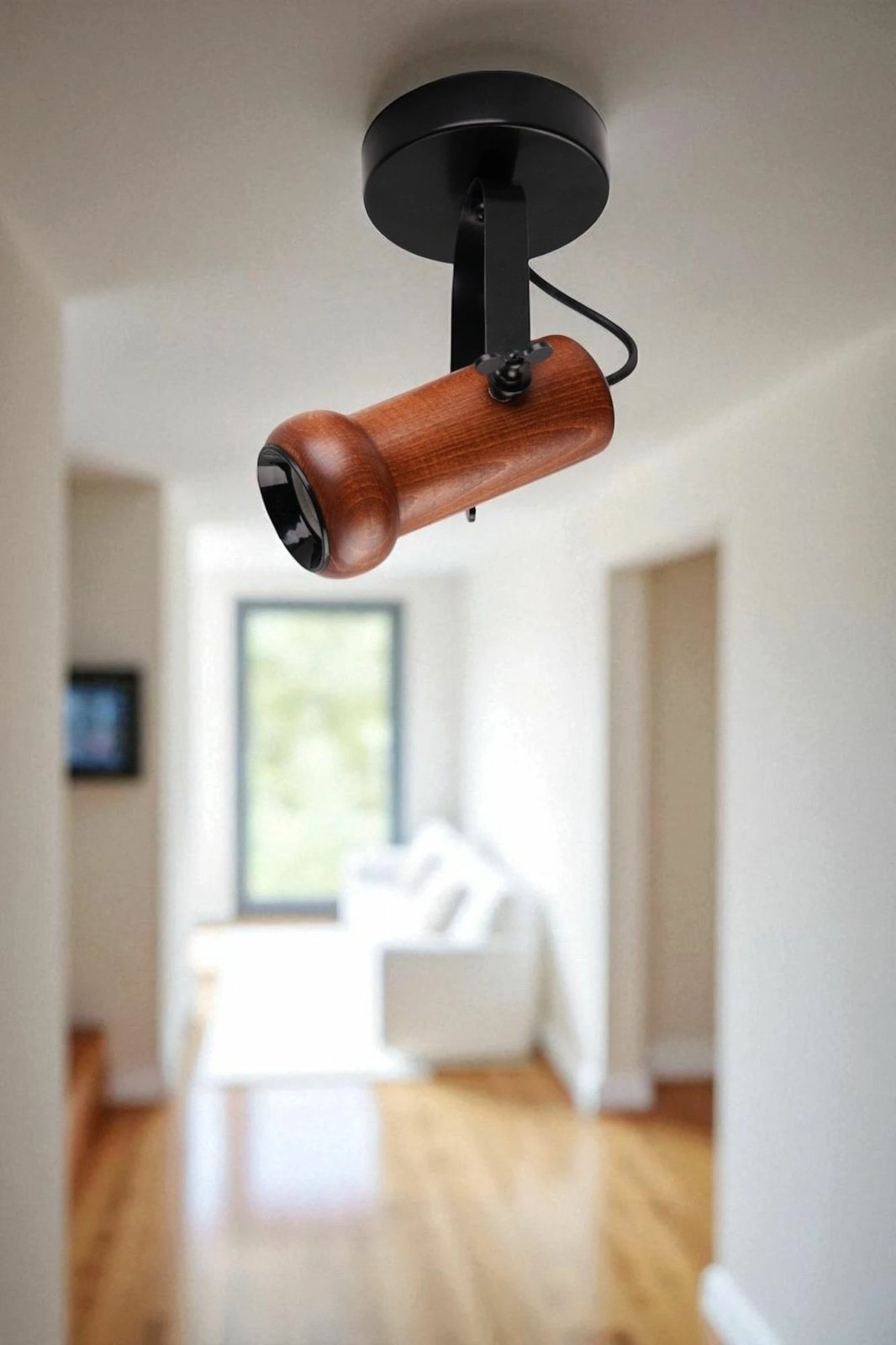 Llambë tavani Opviq, metal e dru, e zezë dhe arre, 8999-1