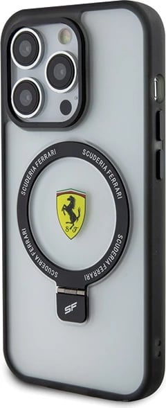 Mbështjellës Ferrari FEHMP15LUSCAH për iPhone 15 Pro 6.1", transparent, me Ring Stand, MagSafe