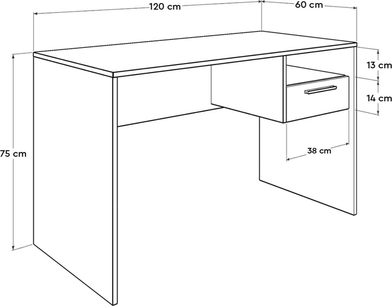 Tavolinë studimi Hanah Home, Cms-510-Ss-1, ngjyrë sonomo dhe e bardhë