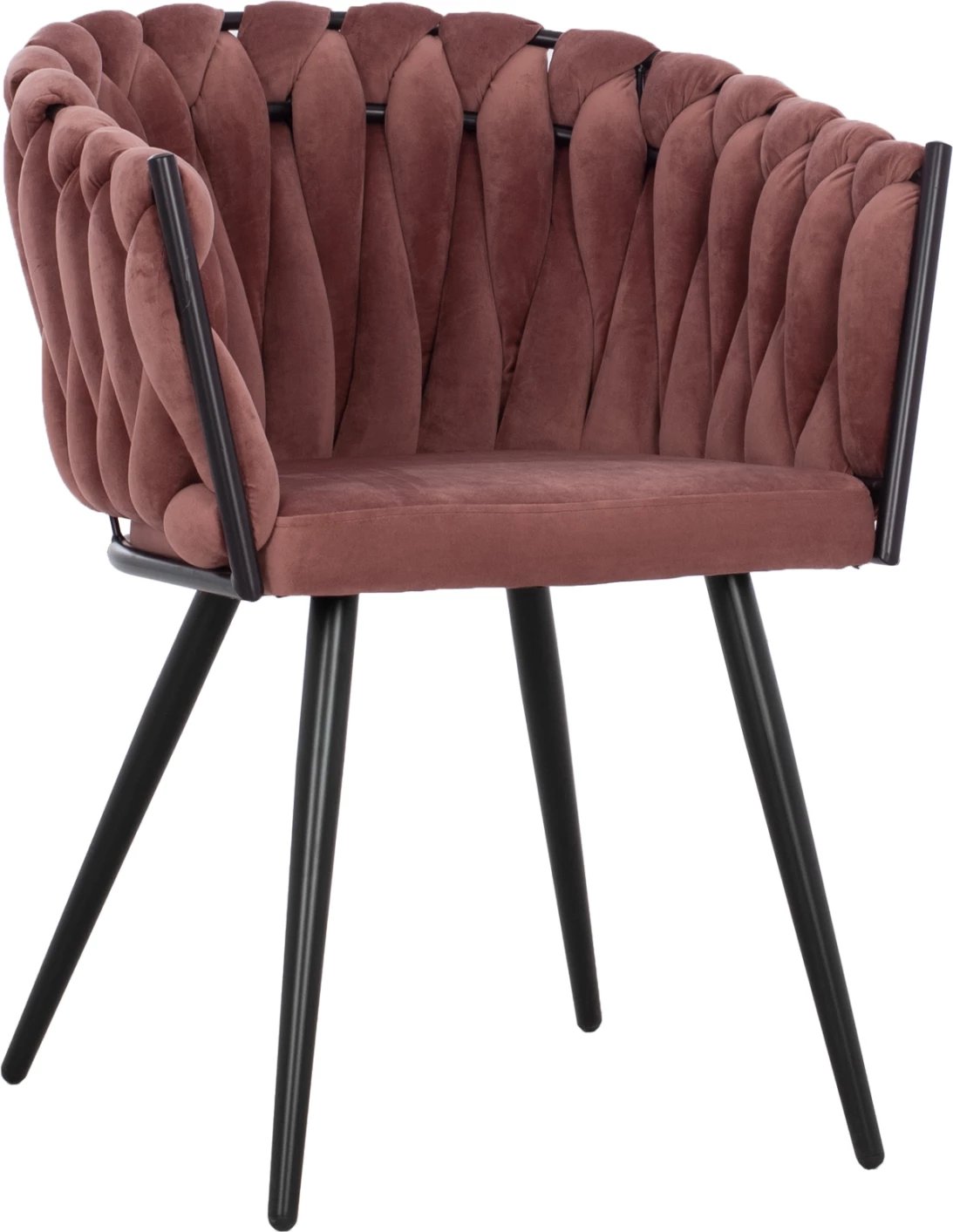 Karrige Luanda, kadife, ngjyrë molle të kalbur, këmbë metalike, FH8741.02, 60x54x78 cm, set prej 2 copë