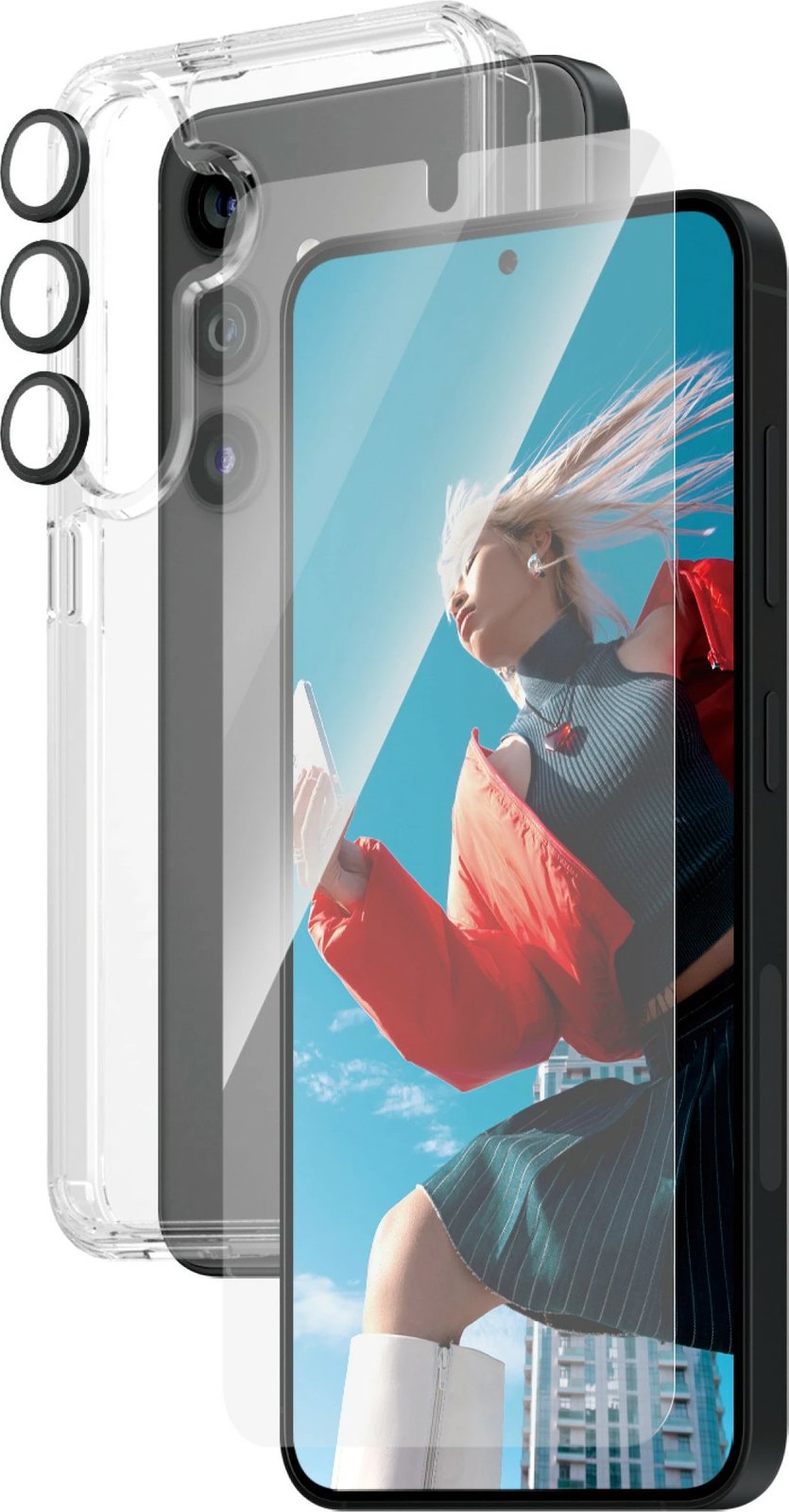 Mbështjellës PanzerGlass 3-in-1 për Samsung Galaxy S24 Ultra-Wide Fit transparent
