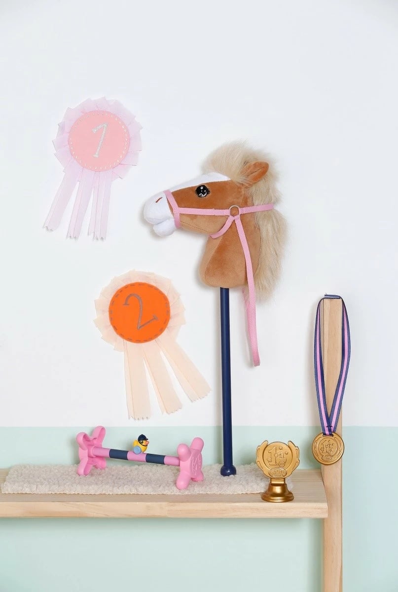 Set hobby horsing me kalë në shkop, Zapf Baby Born, 837375-116725, për kukulla 36 cm dhe 43 cm, shumëngjyrësh
