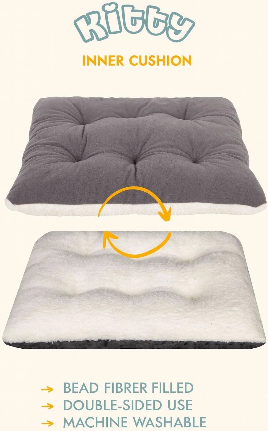 Shtrat për mace Kitty, ngjyrë gri, Paws & Whiskers, 40x40x40cm