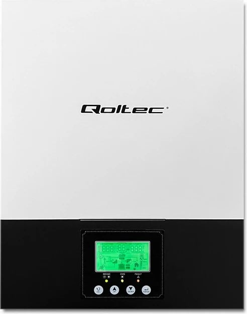Inverter solar hibrid Qoltec 53876, 2.4kW, MPPT 80A, Sinus, zi/bardhë Inverter solar hibrid Qoltec 53876, 2.4kW, MPPT 80A, Sinus, zi/bardhë
