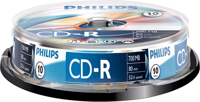 CD-R Philips, 80min, 700MB, 52x SP ,10copë