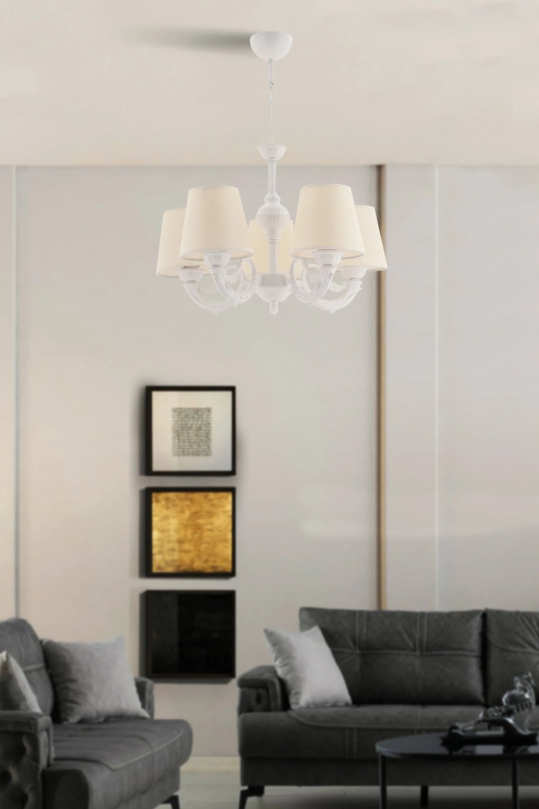 Llambadar Opviq Fiona, krem dhe bardhë