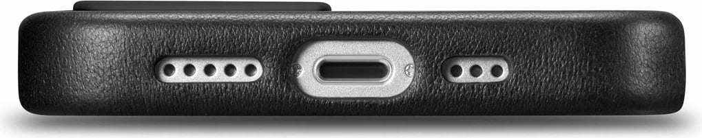 Mbështjellës iCarer për iPhone 14, lëkurë, MagSafe, i zi