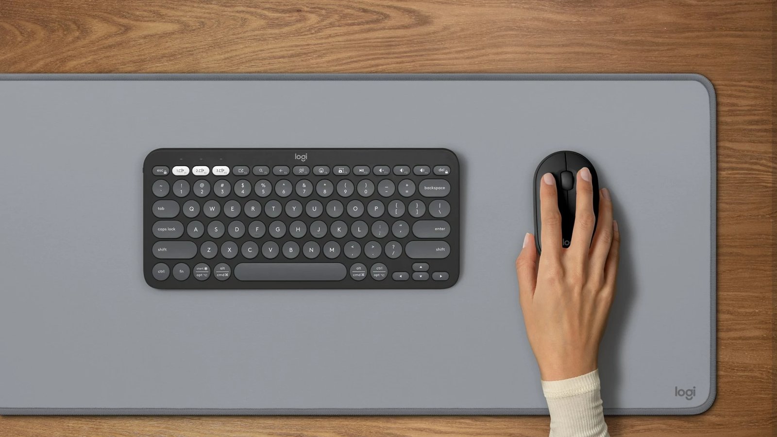 Maus Logitech 910-007015, pa kabllo, RF Wireless + Bluetooth, 4000 DPI, grafit