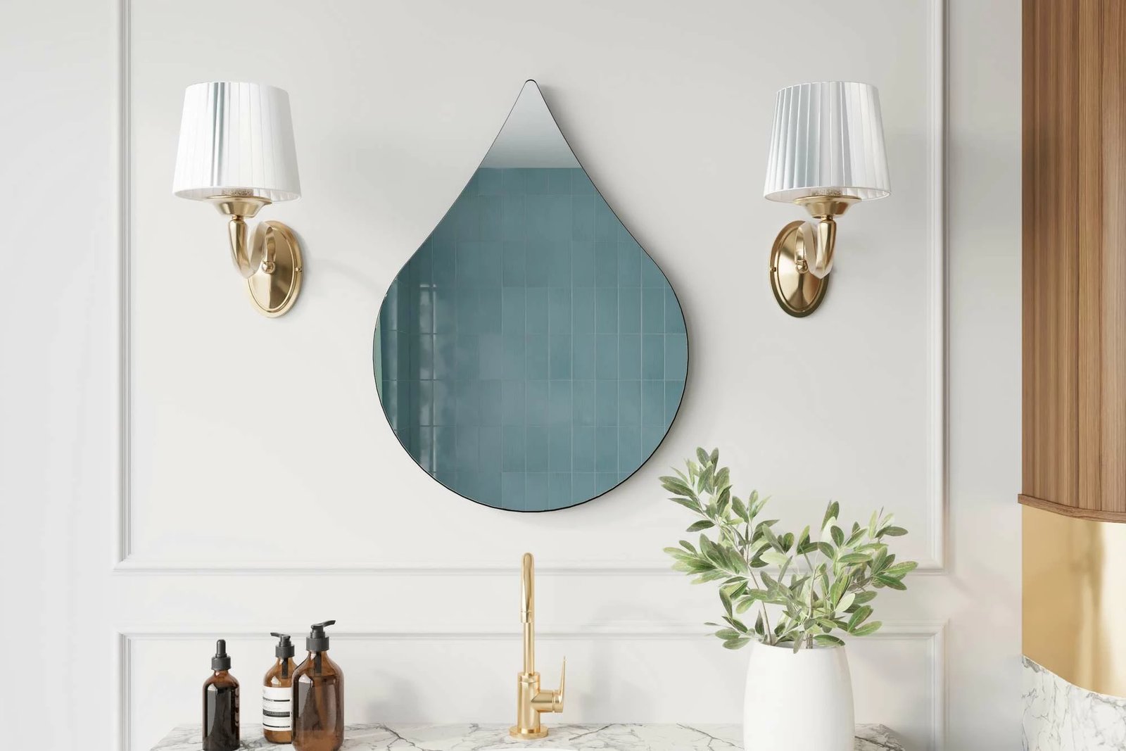 Pasqyrë dekorative në formë pike, ngjyrë e zezë, Skye Decor, 50x70cm