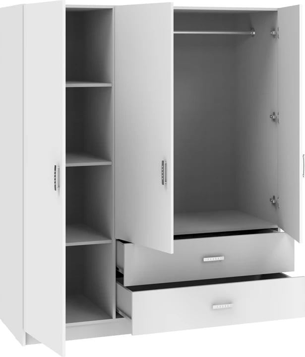 Dollap trekanatëshe Royal, ngjyrë e bardhë, 150x58x177cm