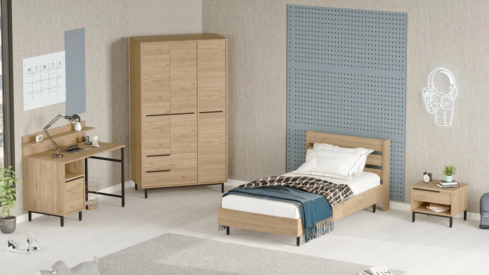 Set dhome për të rinj Skye Decor, ON24-S, ngjyrë lisi