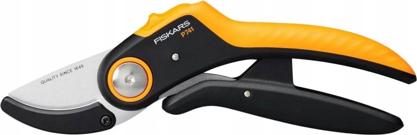 Gërshërë krasitëse, Fiskars, P741 1057171, prerje deri 24 mm, gjatësi 28.5 cm, çelik i fortifikuar, e zezë/portokalli