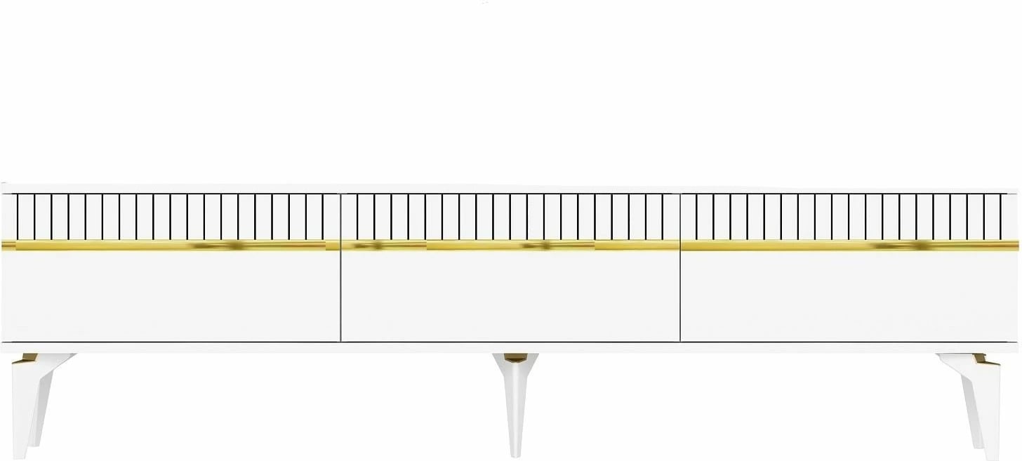 Komodë TV Skye Decor, e bardhë, ar