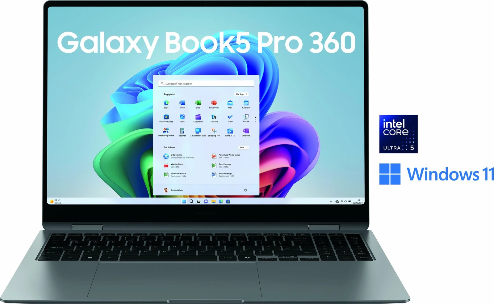 Laptop Samsung Galaxy Book Pro 360, Intel Core Ultra 5, 16 GB RAM, 512 GB, Moonstone Gray