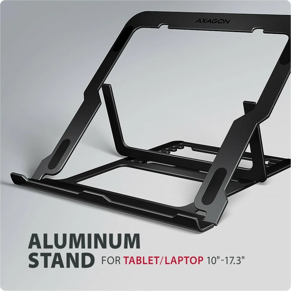Mbajtëse laptopi AXAGON STND-LAB alumini 10-17.3" 8 pozicione e rregullueshme, e zezë