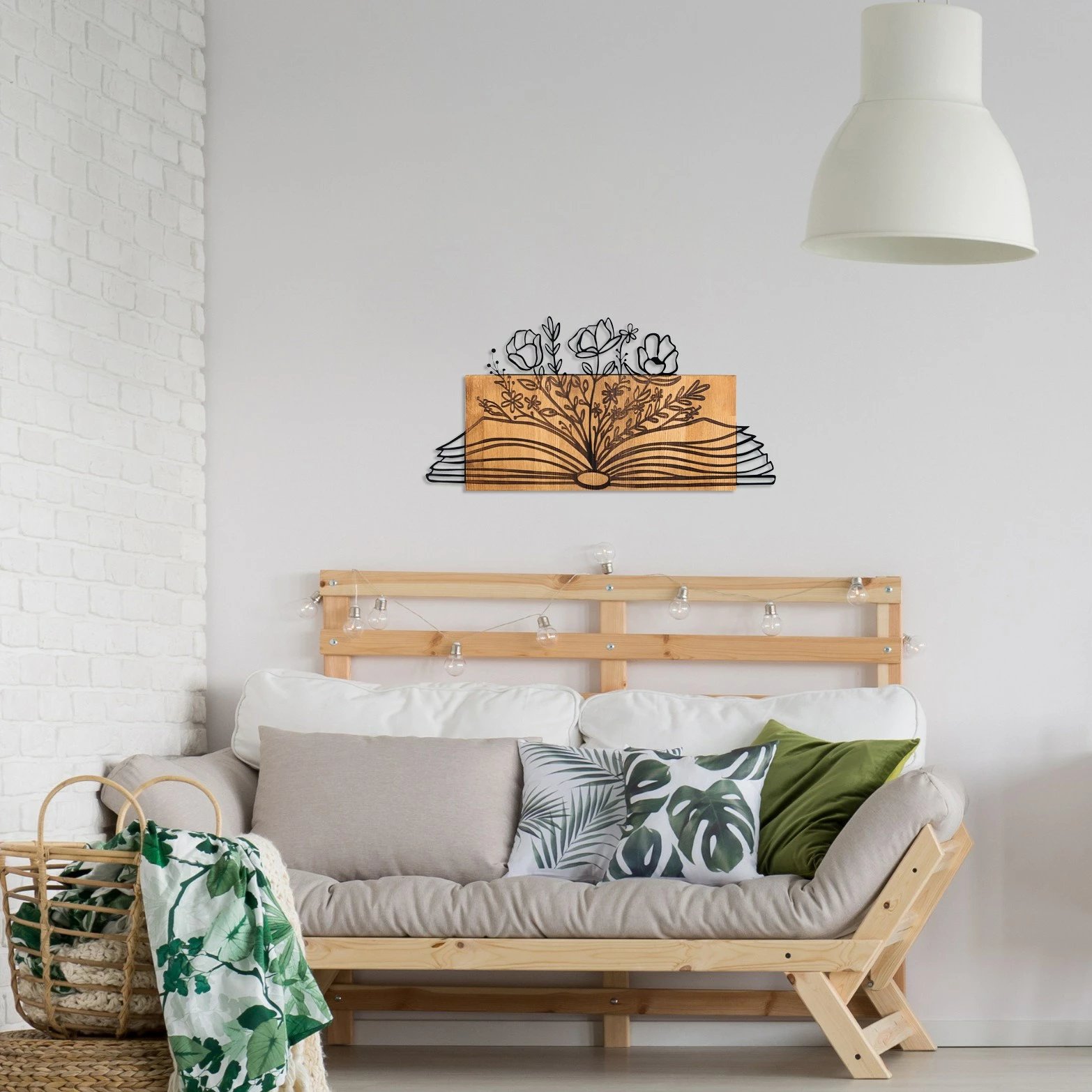 Aksesor dekorativ muri prej druri dhe metali, ngjyrë e zezë dhe arre, 74x37cm